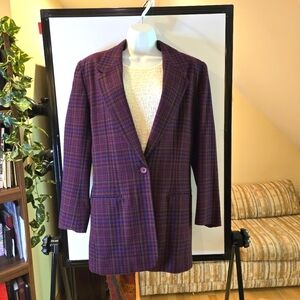 Leslie Fay, Purple, Green, Wine, Black Plaid Woman's Jacket/Blazer, Size 12